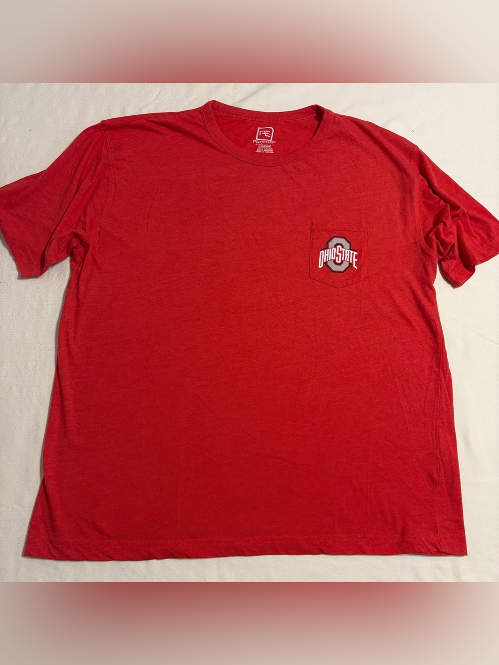 Pro Edge Red Ohio State Pocket Tee with Graphic on Back